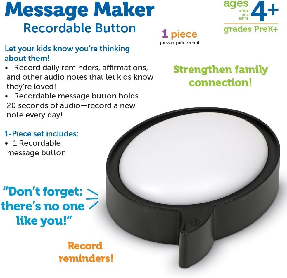 Learning Resources Message Maker Recordable Button, 1 Pieces, Social Emotional Learning Toys, Social Emotional Learning Games