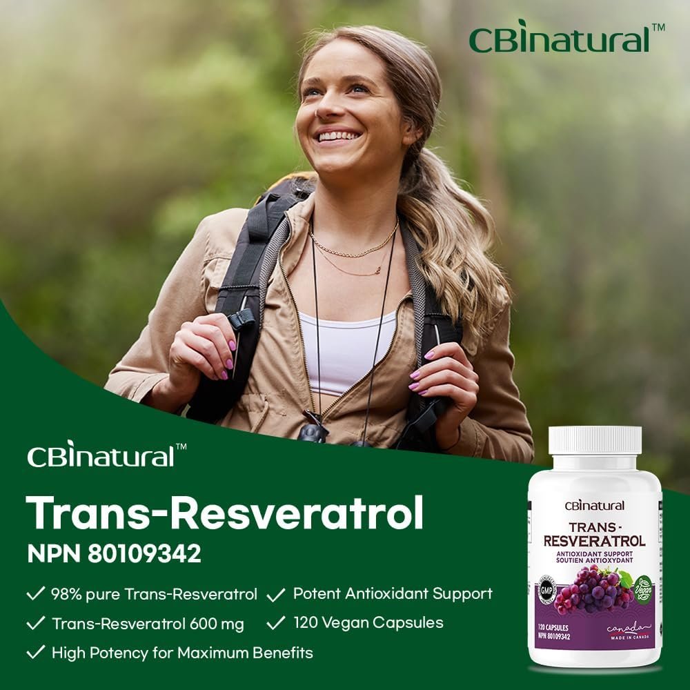 Trans-Resveratrol (98% Pure) 600 mg, 120 Vegan Capsules, 4-Month Supply