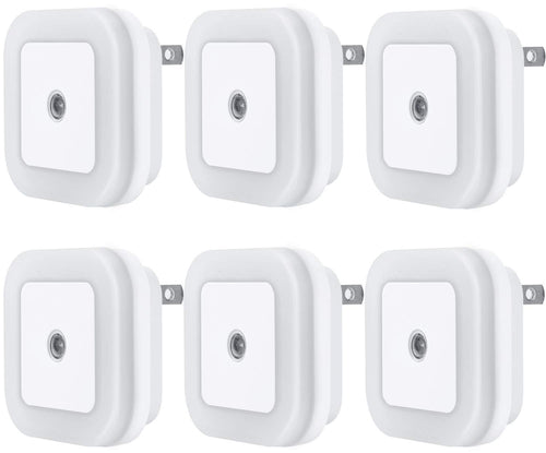Uigos LED Night Light Lamp with Smart Sensor Dusk to Dawn Sensor, Daylight White, 0.5W Plug-in, 6-Pack