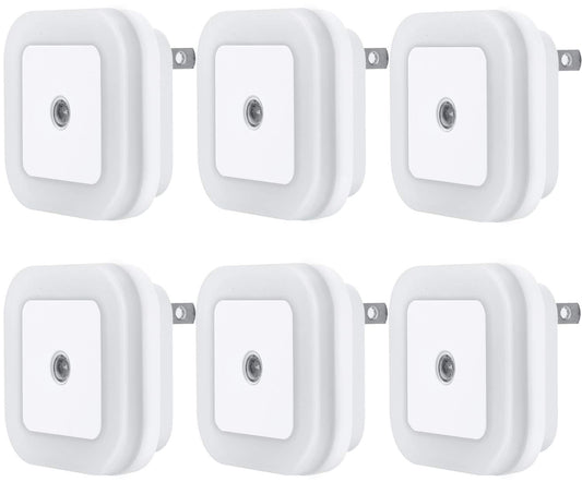 Uigos LED Night Light Lamp with Smart Sensor Dusk to Dawn Sensor, Daylight White, 0.5W Plug-in, 6-Pack