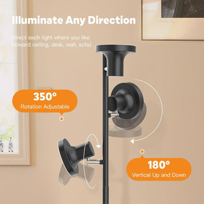 SIBRILLE 36W LED Tree Floor Lamp, Super Bright Standing Lamp with Remote & Touch Control, 4 Color Temperatures,3 Rotatable Lights, Dimmable Floor Lamps for Living Room, Bedroom, Office