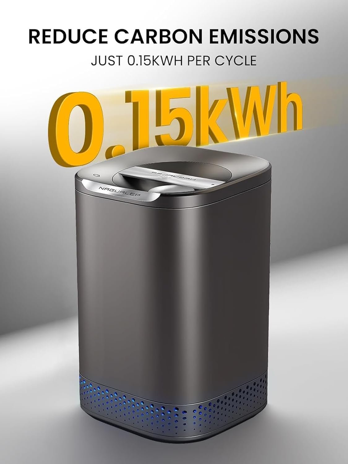 Nagual Smart Electric Composter for Kitchen, Counter 2.5L Mill Composter Kitchen Bin, Odorless/Low Noise/Auto-Stop, Disposer One-Key Turn Food Waste into Fertilizer