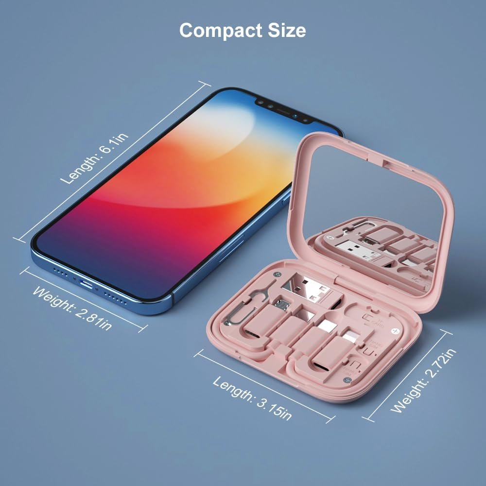 USB-C to USB Adapter, USB C Male Cable Box Contains Makeup Mirror/USB C Cable/Micro USB to USB C/USB A to USB C, Cell Phone OTG Adapters for iPhone 14/15, Google Pixel, Samsung Galaxy…