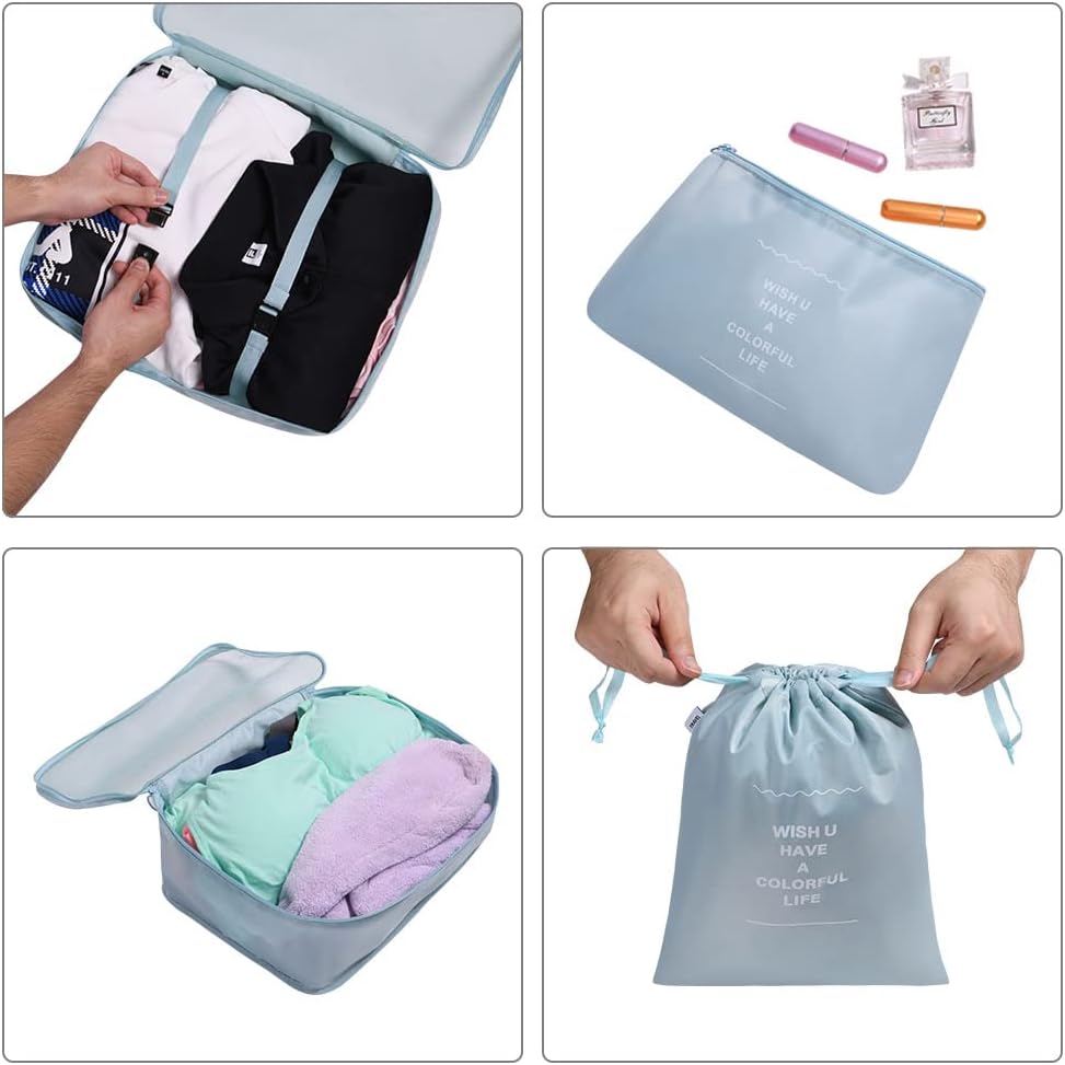 OSDUE Luggage Organizer, 6 Pieces Travel Cube System, Separators Travel Pouches, Travel Organizers, Clothing Underwear Footwear Organizers Sacks Storage Suitcase Set