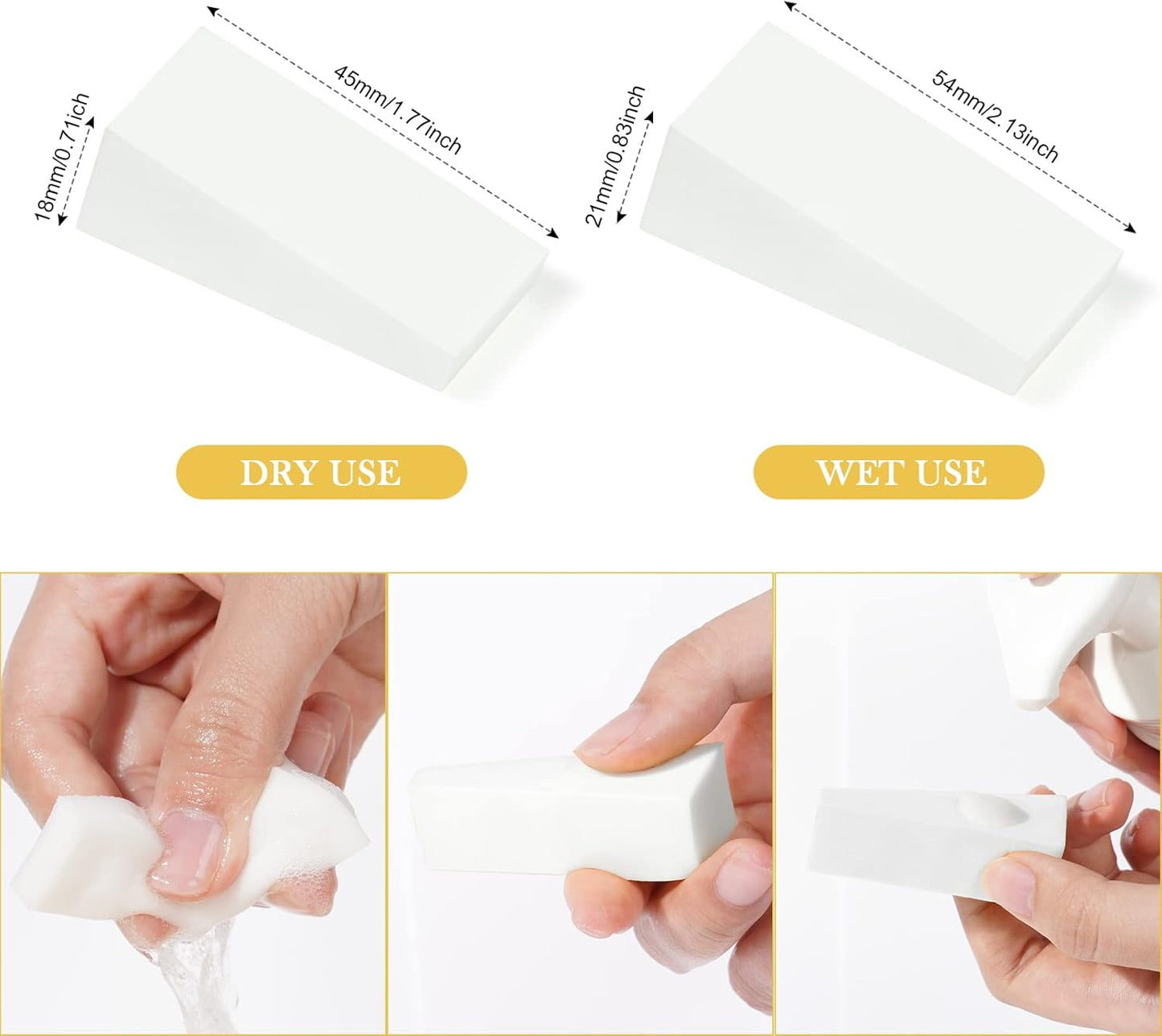 AUAUY 48 Pcs Triangle Makeup Sponges, Latex Free Sponge Wedges, Beauty Sponges, Disposable Makeup Sponges for Powder, Cream, Liquid, Nails, Beauty Accessory - White