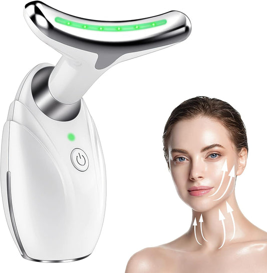 Face Massager, 3-in-1 Anti Wrinkles Facial and Neck Massager, Face Sculpting Tool, Electric Face Neck Lifting Massager with 45 ±5℃ Heat & 3 Massage Modes Skin Care, Improve,Tightening and Smooth