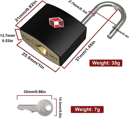 TSA Luggage Locks with Keys, [4 Packs] Diyife Key Travel Locks, Small Suitcase Padlock for Luggage, Keyed Luggage Locks Brass for Gym Lockers, Laptop Bags,Travel Suitcases [8 Keys]