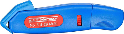 WEICON Cable Stripper No. S 4-28 Multi | High Safety | Universal Stripping Tool with Adjustable Cutting Depth | For Round Cables | Working Range 4-28 mm Ã˜ | TÃœV | red | blue | 100% Made in Germany