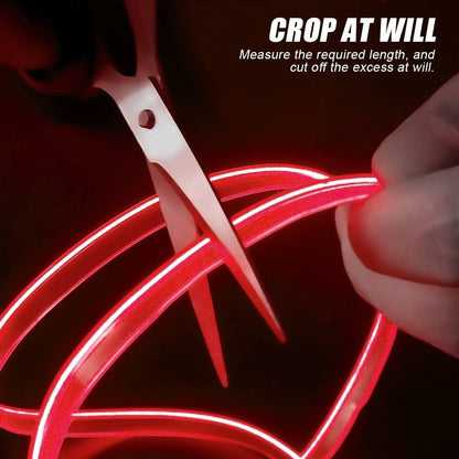 EL Wire Interior Car LED Strip Lights, USB Auto Neon Light Strip with Sewing Edge, 16FT Electroluminescent Car Ambient Lighting Kits with Fuse Protection, Car Decoration Accessories (Red)