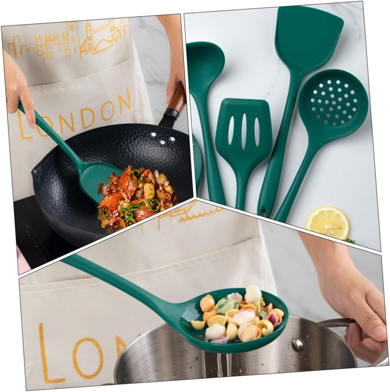 LIFKOME - Durable Silicone Kitchen Utensils Set Spatula and Spoon Non-Stick Handle Spatula Restaurant Shovel Easy to Clean for Kitchen Use