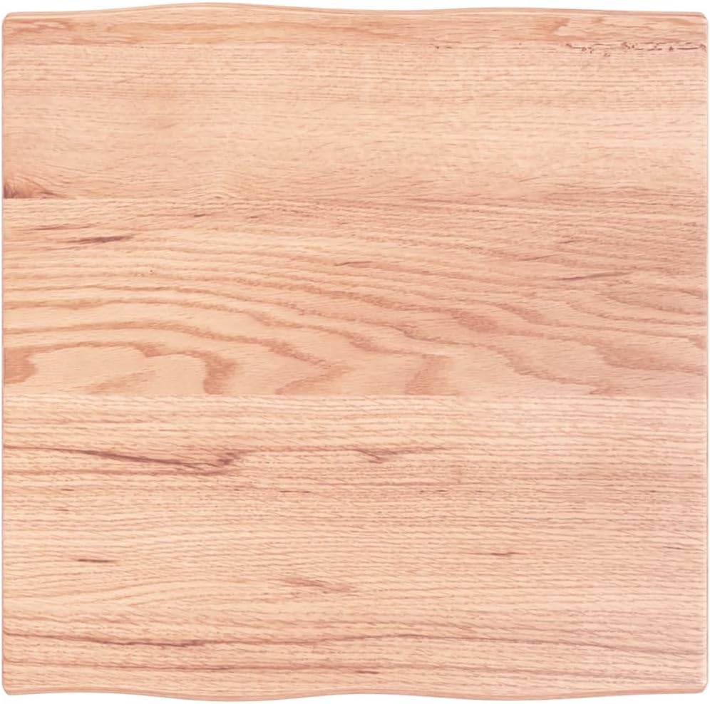 Homgoday 60 x 60 cm Light Brown Solid Oak Tabletop, Raw Edge Design, Versatile Replacement for Coffee Table, Dining Table, Desk Top - Durevole & Stylish