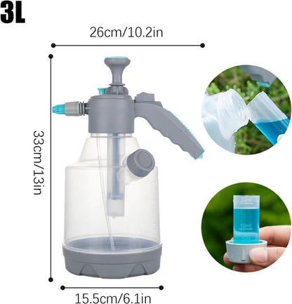 Pump Up Sprayer, Fine Mist Spray Bottle, Handheld Plant Mister, Measuring Cup Watering Can 10.24x6.1x12.99 Inchesfor Lawn Care, Car Washing, Yard Cleaning, and Outdoor Activities