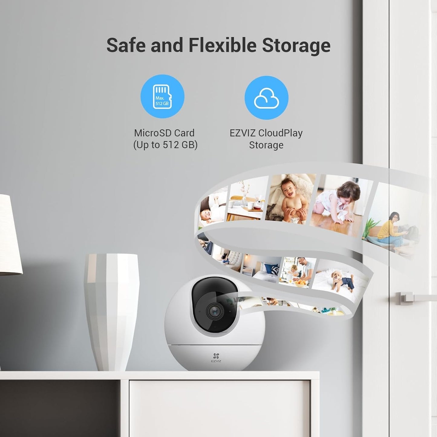 EZVIZ Indoor Security Camera, Pan/Tilt Wi-Fi Camera, 2K 3MP Home Camera, Pet/Baby Monitor, Color Night Vision, Smart Tracking, Human Detection, 2-Way Talk, Privacy Shutter, 512G SD/iCloud, Alexa, C6c