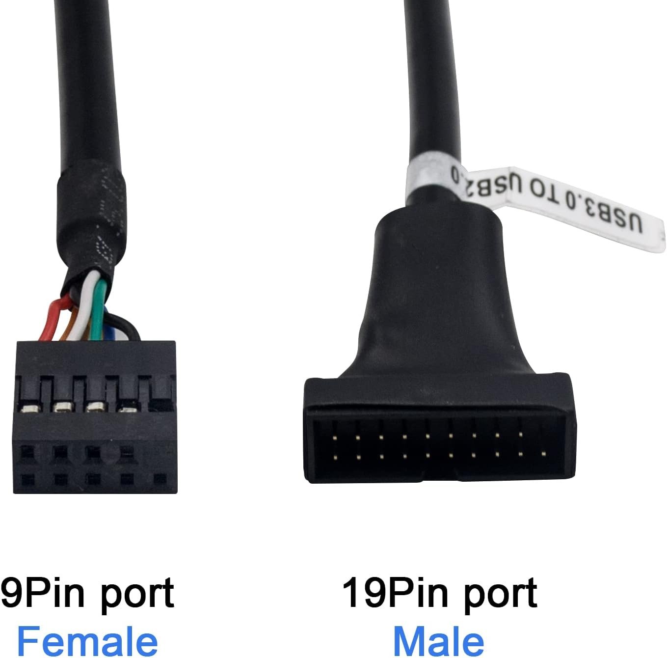 Duttek USB 3.0 Header to USB 2.0,USB 3.0 to USB 2.0 Motherboard Adapter Cable,19 Pin USB3.0 Male to 9 Pin USB2.0 Female Motherboard Cable Adapter Converter 6 inch/15cm (2-Pack)