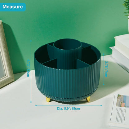 Lolocor 360 Degree Rotatable Pen Holder - Office Desk Organizer Pencil Holder for Desk Multi-Functional Pencil Cup Desktop Stationary Organizer Storage for Office School Home Art Supplies Dark Blue