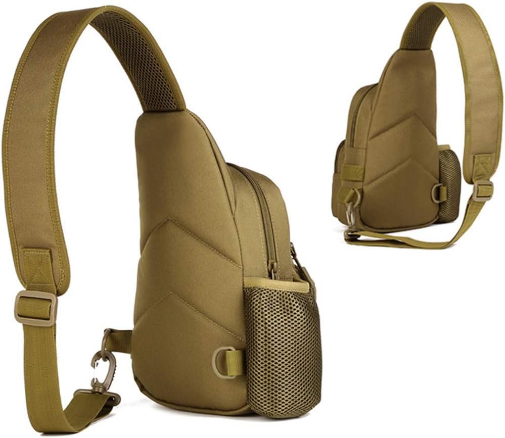 Sling Bag Backpack Crossbody Shoulder Chest Pack for Men Women Travel Outdoor Business Laptop Cycling Hunting Hiking Camping Rucksack Daypack Day Pack Pouch Khaki