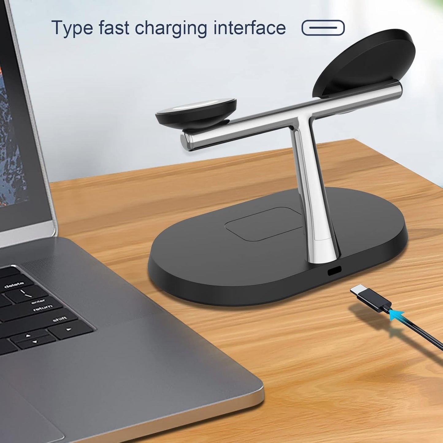 VNBBT 3 in 1 Wireless Charger, 15W Fast Magnetic Wireless Charging Stand Compatible Mag-Safe Charging for iPhone 16/15/14/13/12 Pro Max Series,AirPods,Apple Watch Series 10/9/8/7/6/SE/5/4/3/Ultra 2