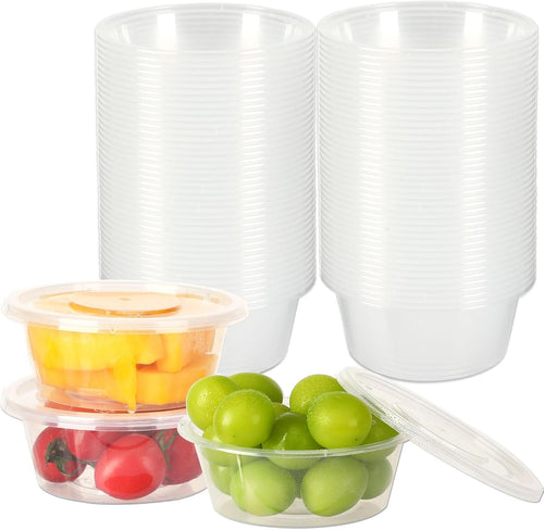 Augshy 40 Pack Small Slime Containers with Lids, Jello Shot Cups Condiment Containers Plastic Portion Cups with Lids for Sauce Salad Dressing Food Storage Containers(6 oz)