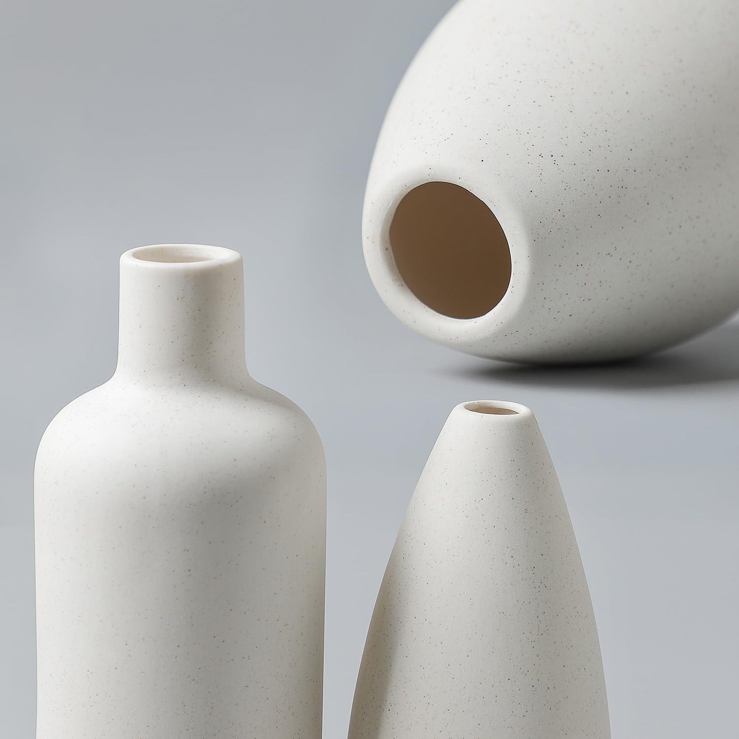 CEMABT White Ceramic Vase Set - 4 Small Vases for Flowers, Unique Flower Vases for Centerpieces, Decorative Modern Vases for Home Decor Table Entryway Bookshelf (White)