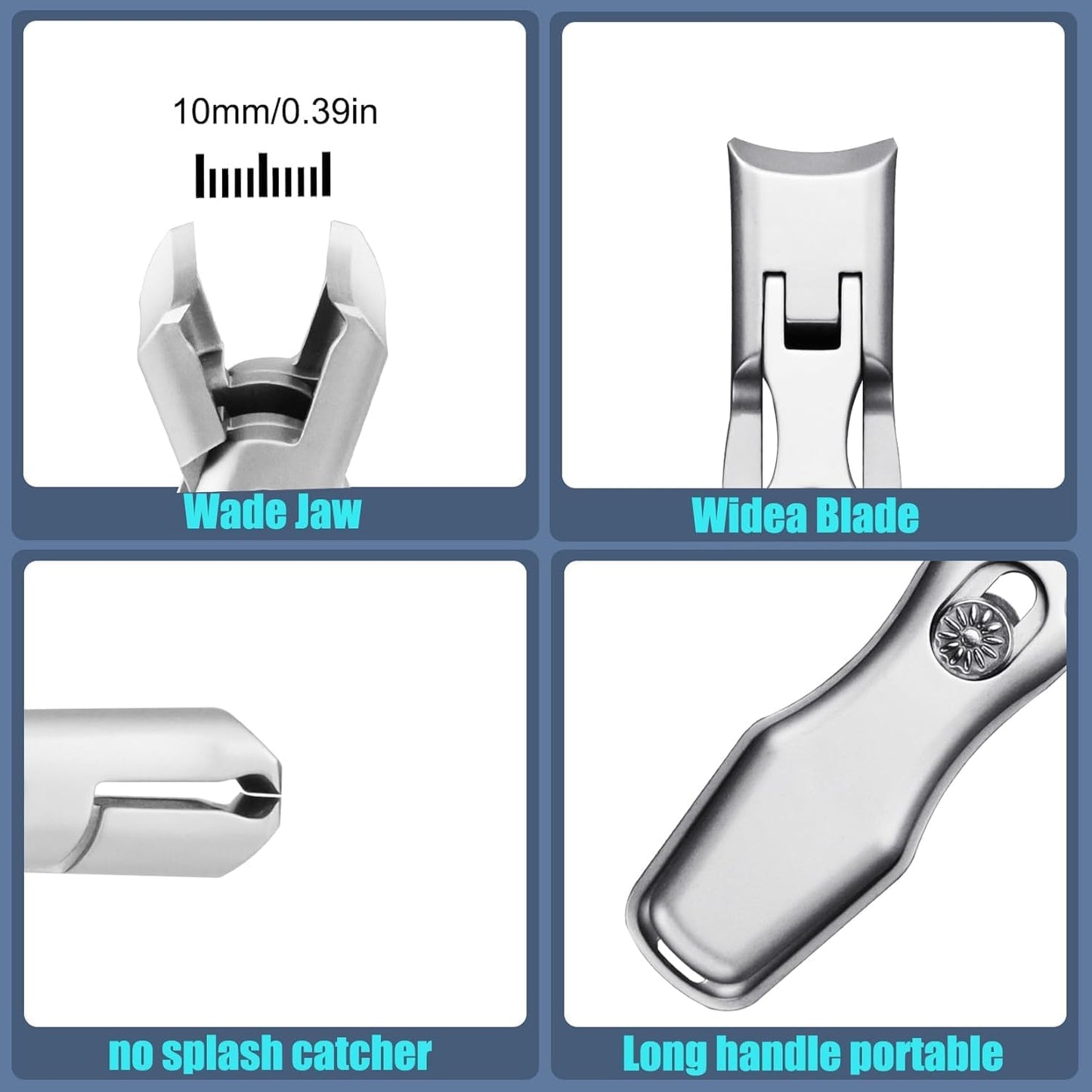 Nail Clippers for Thick Nails,Large Wide Jaw Opening Toe Nail Clippers for Seniors,Stainless Steel Portable Ultra Sharp Nail Clipper,Pedicure,Men & Women Big.2 pack