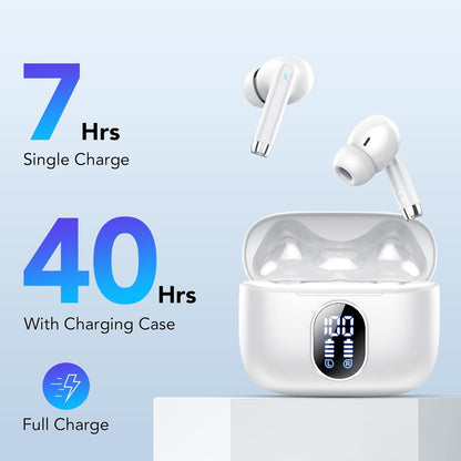 Wireless Earbuds, 2025 New Bluetooth 5.4 Headphones HiFi Stereo with 4 ENC Mic, 40H Mini Ear Buds In-Ear Noise Cancelling Earbuds with LED Screen, Ultra Light USB-C Bluetooth Earphones for Android iOS