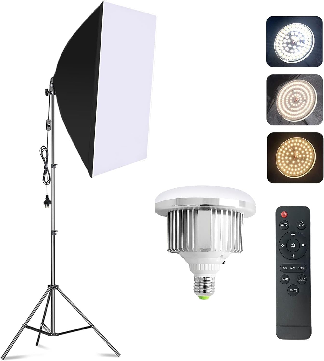 MSKIRA Softbox Lighting Kit 85W Bi-Color LED Dimmable Soft Box Light Stand Photography Continuous Light Studio Softboxes for Portraits, YouTube, Product Fashion Shooting