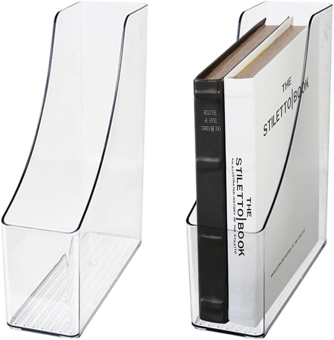 YIQXKOUY 2 Pieces Acrylic Magazine File Holder Clear Desk Organizers File Organizer for Desk Desktop File Magazine Book Storage Shelf for File Storage Book Bin and Office Desk Accessories