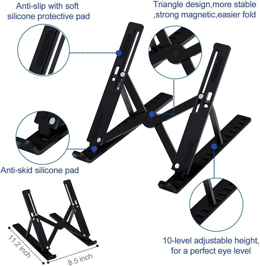 Adjustable Folding Cooling Laptop Stand Notebook Bracket Portable Tablet Holder (Black)