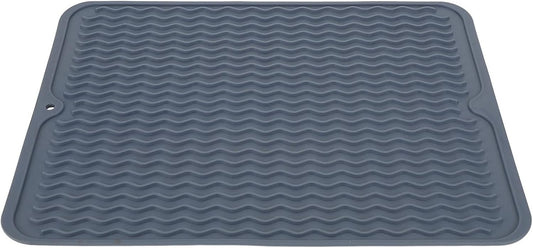 Sunicon eco friendlys Silicone Dish Drying Mat, Large Reusable Non Slipping and Heat Resistant Dish Quick Drying Pad BPA Frees Wide Application (Blue)