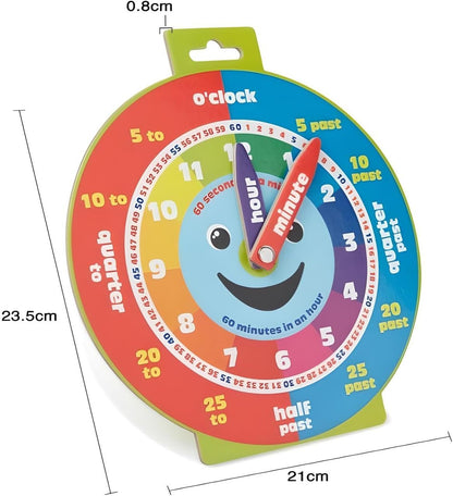 Morgan's Direct Early Learning Education Clock Moveable Hands Smiley Face Magnetic. - Easy to use and to Learn for Young Children as Well as Durable and Portable.