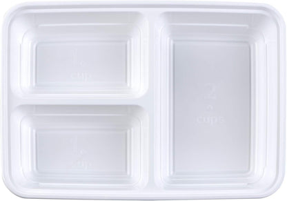 Good Cook Meal Prep, 3 Compartments BPA Free, Microwavable/Dishwasher/Freezer Safe, White