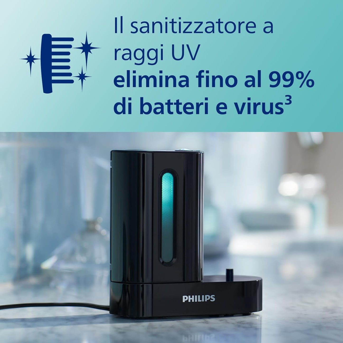 Philips Sonicare ProtectiveClean 5100 Electric Toothbrush, Sonic Toothbrush with 3 Brushing Modes, Pressure Sensor, UV Sanitizer, Black, Model HX6850/57