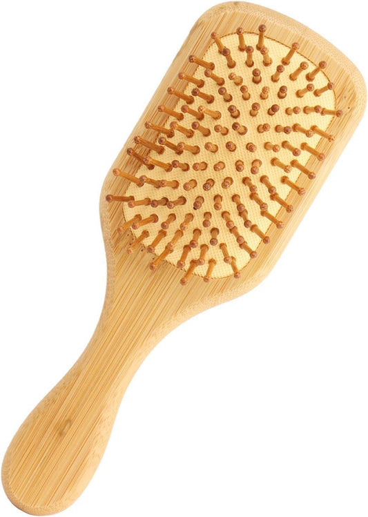 Hair Brush, 100% Natural Wooden Bamboo Air Cushion Comb, Sensitive Scalp Anti-Static Detangling Tools for Scalp Massage, Smooth Glide & Pain-Free Styling Curly/Straight/Thick Hair (Square)