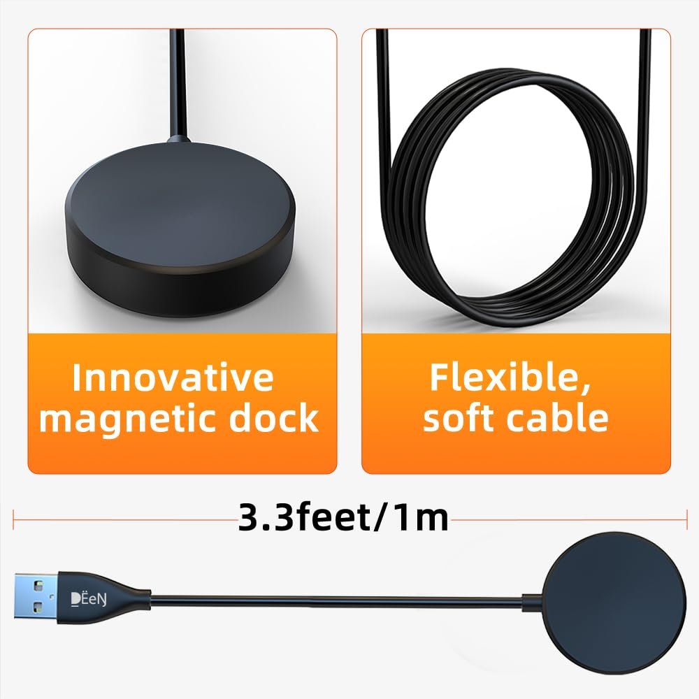 DEEN Charging Cord 【2023 Upgraded】 for Samsung Watch Charger - Fast Secure Wireless Charger Compatible with Samsung Galaxy Watch Charger 6/6 Classic/5/5 Pro/ 4/4 Classic/3/Active 2/Active