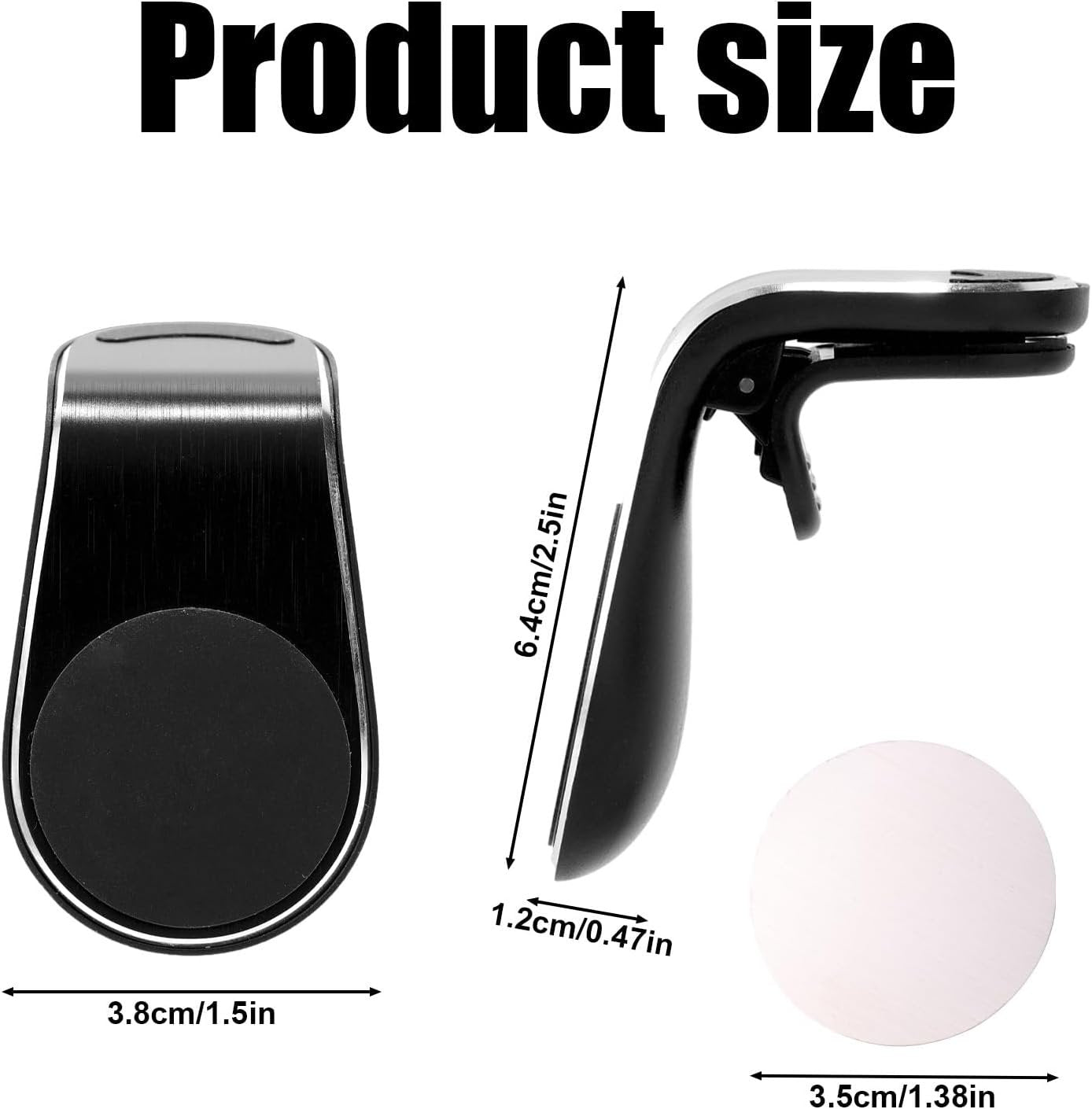 Lyreh Mobile Phone Navigation Magnetic Bracket, 360° Rotational L-Type Magnetic Car Mount Universal Phone Holder Air Vent Car Mount for All Smartphones (Black)