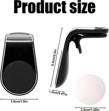 Lyreh Mobile Phone Navigation Magnetic Bracket, 360° Rotational L-Type Magnetic Car Mount Universal Phone Holder Air Vent Car Mount for All Smartphones (Black)