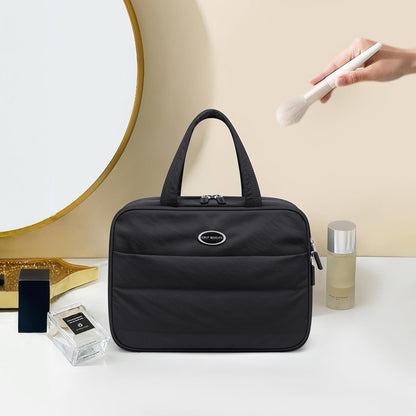 GOLF QUALITY Travel Toiletry Bag with Jewelry Organizer, Hanging Toiletry Bag for Toiletries Puffy Cosmetic Make up Bag Organizer Carry-on Travel Accessories Essentials,Black