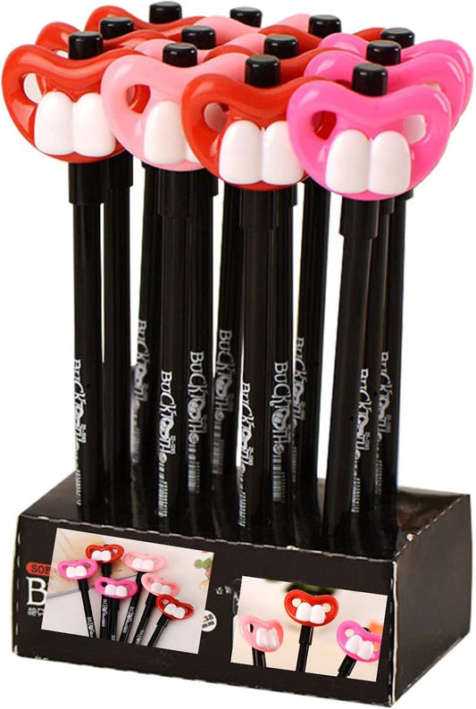 Lopenle 12 PCS Funny Dental Pens Novelty teeth Gel Pen Red Kawaii Dentist Gel Pens Gagtooth Pen Black Ink For Kids School Home Office Stationery Store…
