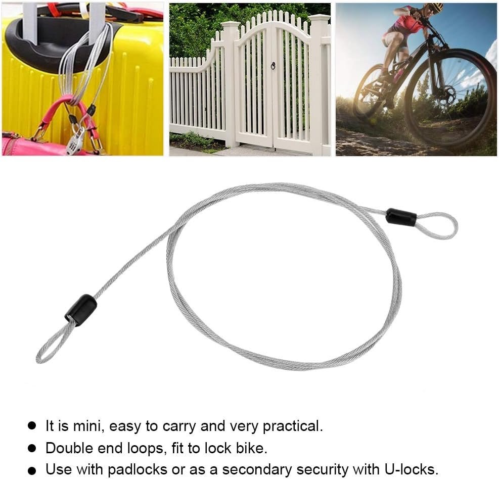 Joyzan Safety Steel Cable, Outdoor Travel Security Cable Lock Toroidal Bicycle Cables Cycling Sports Internal Loop Wire Rope for Luggage Backpacks Bikes Ski Snowboard Scooter U Locks Padlocks 100cm