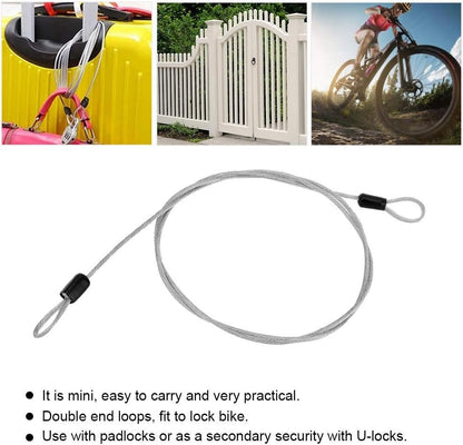 Joyzan Safety Steel Cable, Outdoor Travel Security Cable Lock Toroidal Bicycle Cables Cycling Sports Internal Loop Wire Rope for Luggage Backpacks Bikes Ski Snowboard Scooter U Locks Padlocks 100cm