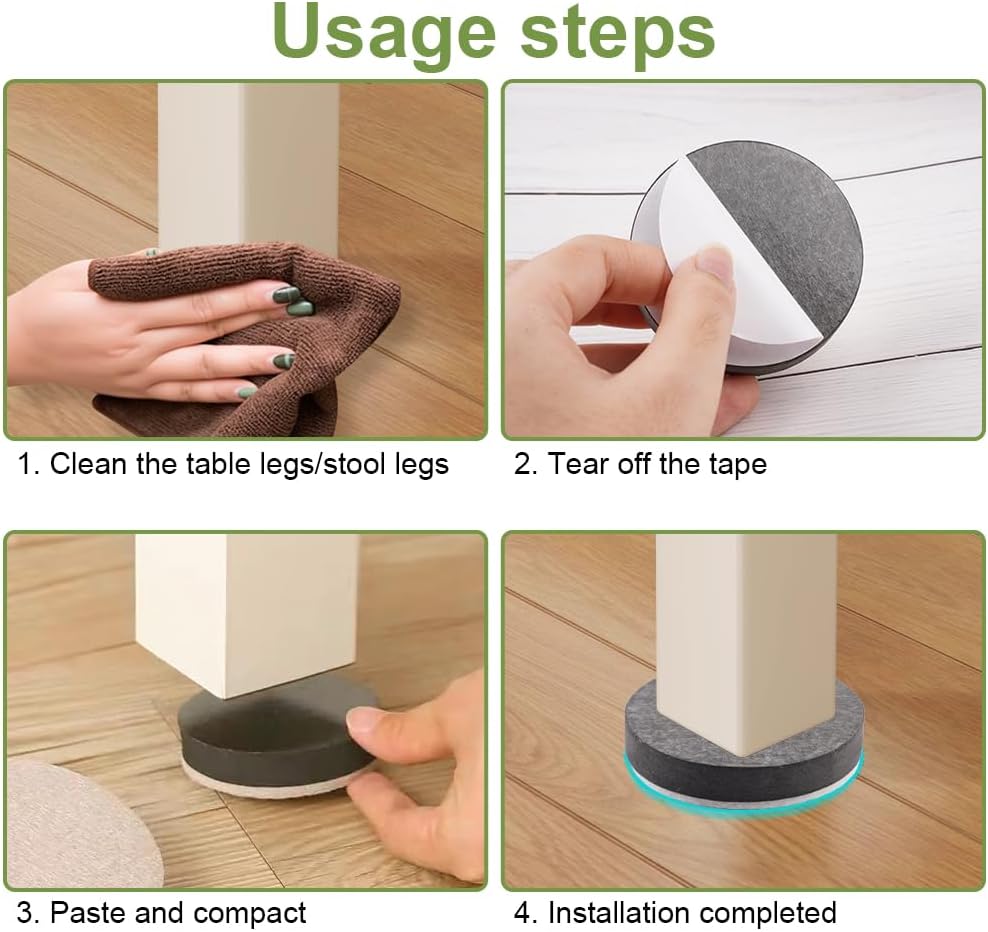 10 Pieces Furniture Feet Stickers, 6cm Round Furniture Risers for Bed Table, Non-Slip Felt Furniture Riser, Anti-Noise Floor Protectors for Furniture for Tables, Chairs, Sofas