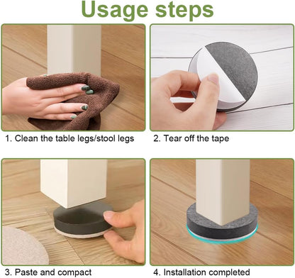 10 Pieces Furniture Feet Stickers, 6cm Round Furniture Risers for Bed Table, Non-Slip Felt Furniture Riser, Anti-Noise Floor Protectors for Furniture for Tables, Chairs, Sofas