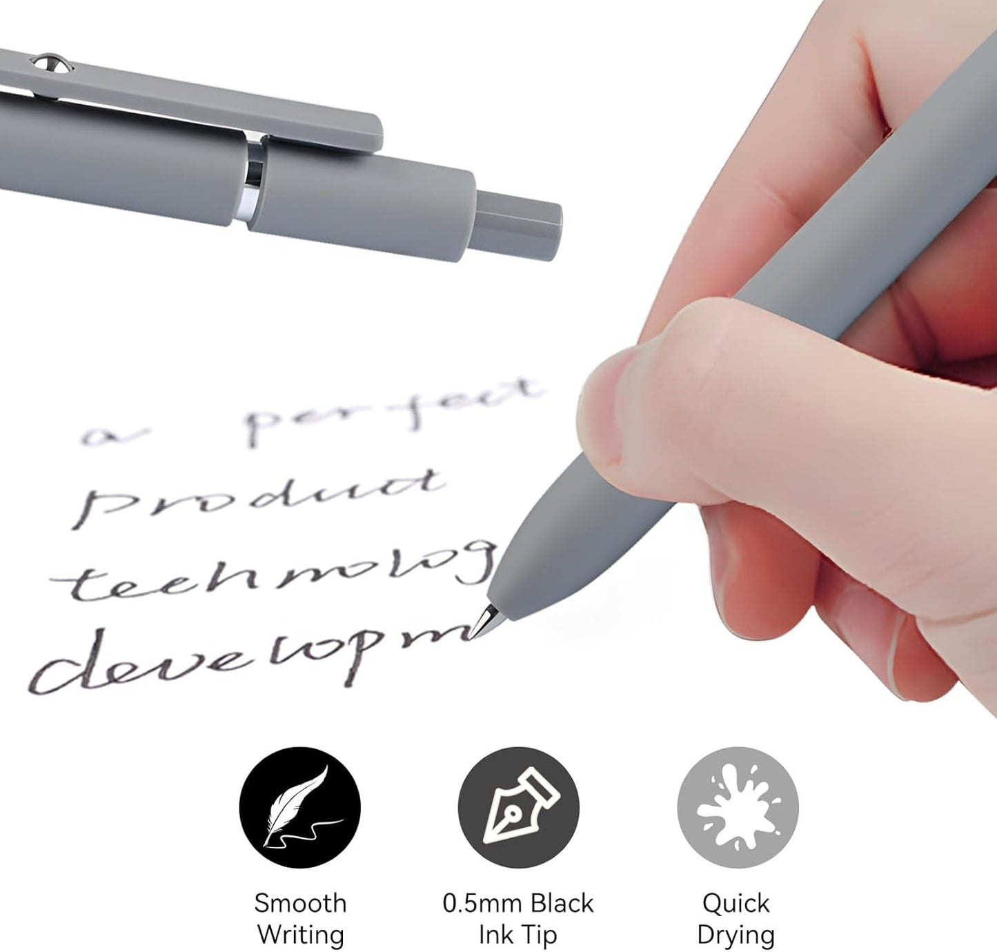ZCOINS 6 Pcs 0.5mm Retractable Black Ink Gel Pens, Fine Point, Quick Dry, Smooth Writing, Japanese Rollerball Gel Pens for Journaling Nurse Office School Stationery Supplies Gifts