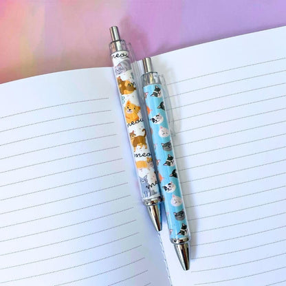 10PC Cat Ink Pens Set Cute Kawaii Funny Cats Kitty Themed Paw Ballpoint Gel Pen School Stationary Notebook Diary For Women Lovers Office Worker Supplies Stuff Clipboard Decor Desk Accessories Gifts