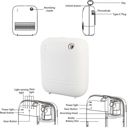 Smart Scent Air Machine, 150ml Quiet Bluetooth APP Control Aromatherapy Diffuser Waterless Essential Oil Diffuser for Home Hotel Spa Club KTV, 120sqm Coverage