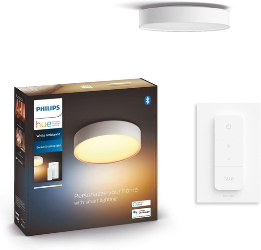Philips Hue New Infuse White and Colour Ambiance Smart Ceiling Light [Small- White] with Bluetooth. Works with Alex, Google Assistant and Apple Homekit
