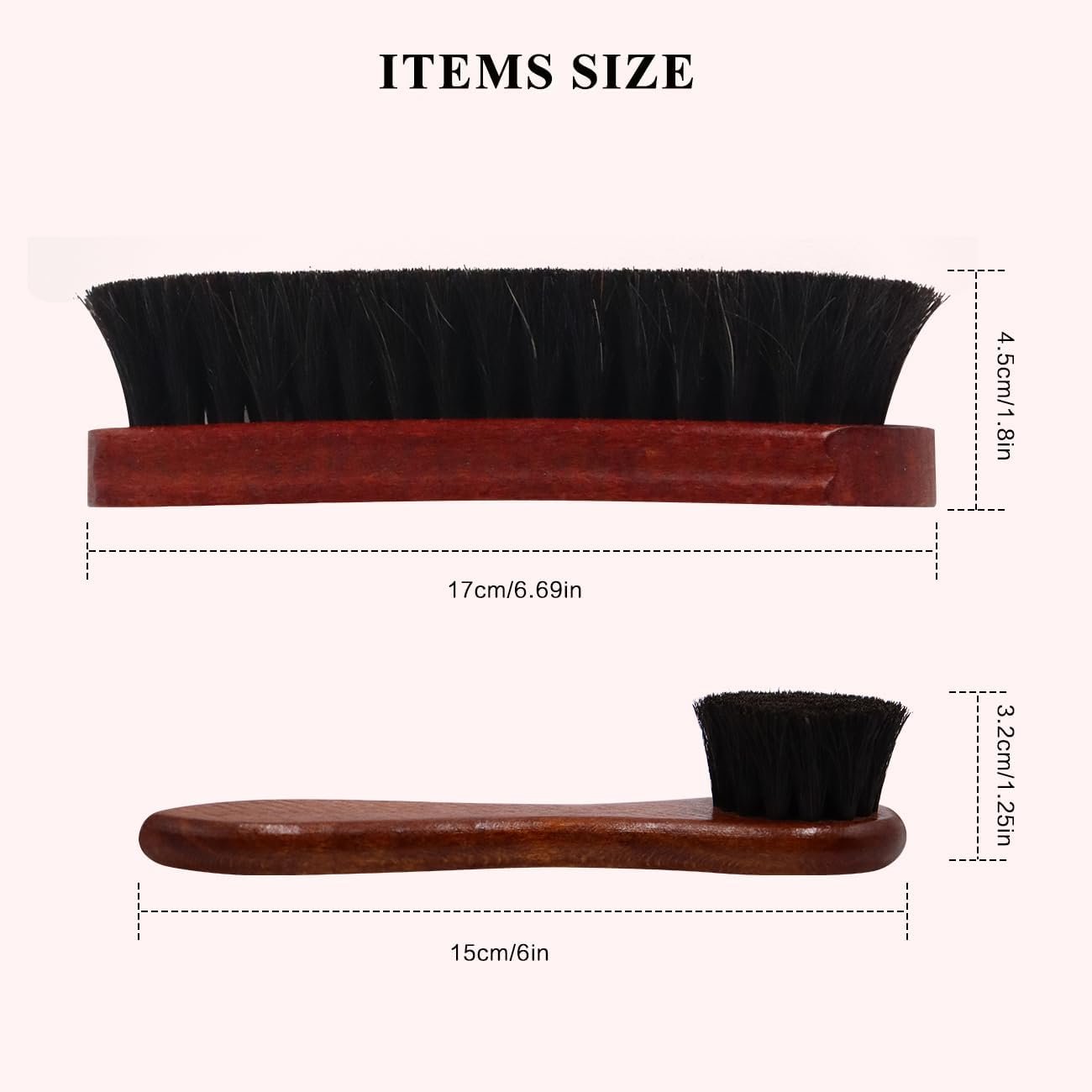 Horse Hair Shoe Brush Shoe Cleaning Brush Kit Horsehair Leather Boots Polish Shine Cleaner Brush Dauber Applicator (Black)
