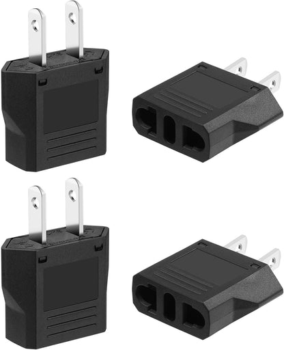AXFEE 4 Pieces Travel Adapter, Universal European to American Pina Adapter, Italy to US Adapter, American Plug Adapter, for Europe/USA/US/China/Japan/Canada/Mexico