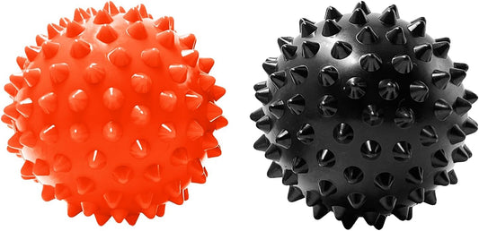 EverEpic Hard Spikeball Set Duo Pack Trigger Point Massage Balls Alleviate Muscle Pain Hard Spike ball for Perfect Pressure Point Relief, Plantar fasciitis Preventer (Orange & Black)