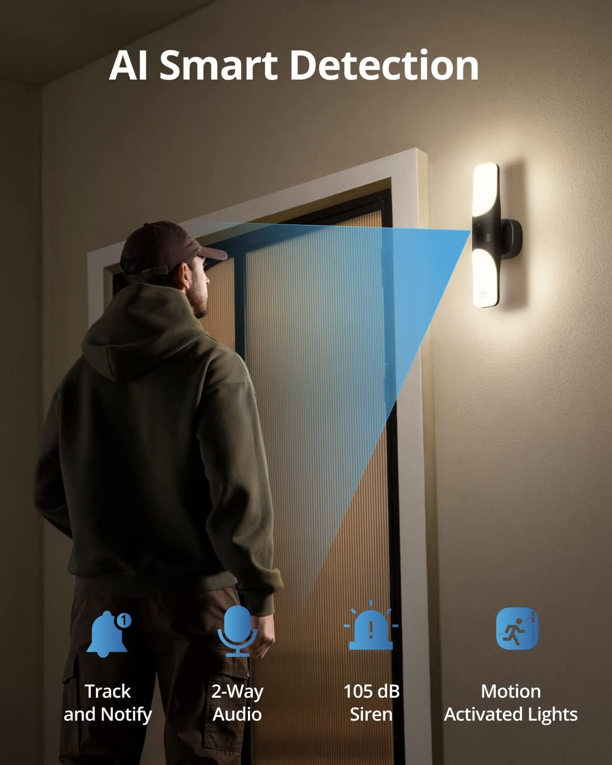 eufy Security S100 Wired Wall Light Cam, Security Camera Outdoor, 2K Camera with 1200 Lumen Light, Color Night Vision, Motion Activated Light, AI Smart Detection, IP65 Waterproof